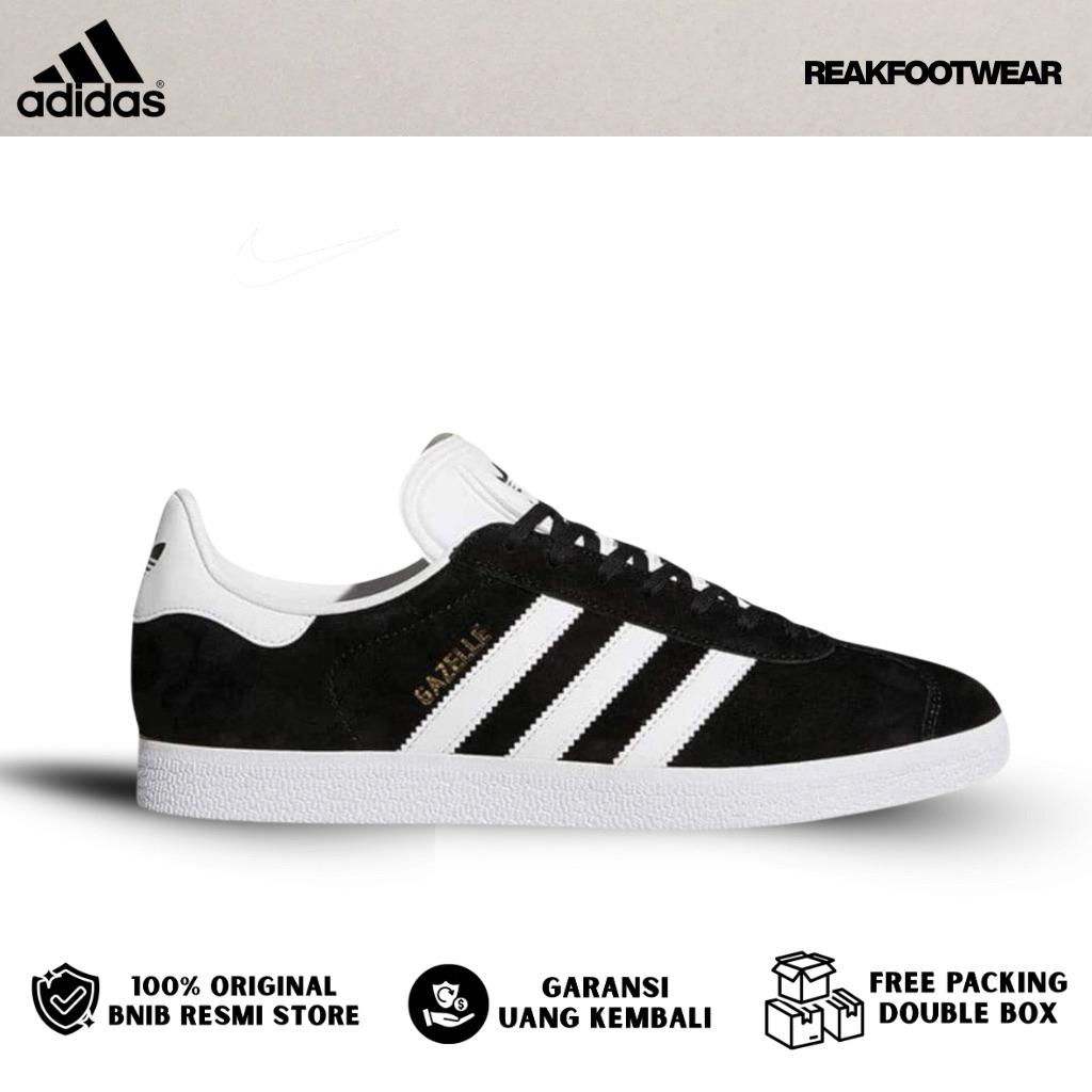 Adidas Gazelle Core Black Cloud White Gold 100% Authentic [BB5476]