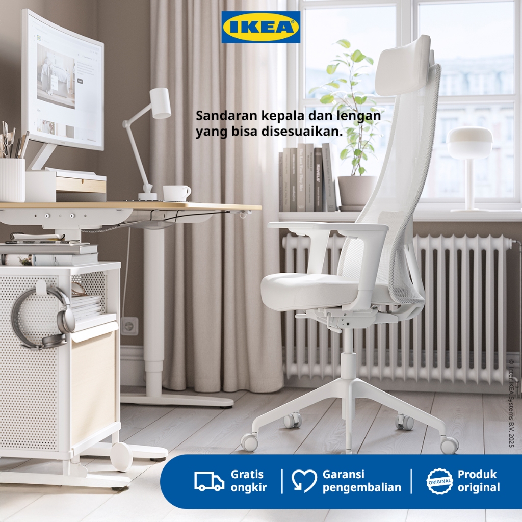 IKEA JARVFJALLET Kursi Kantor Dengan Sandaran Tangan Minimalis Putih