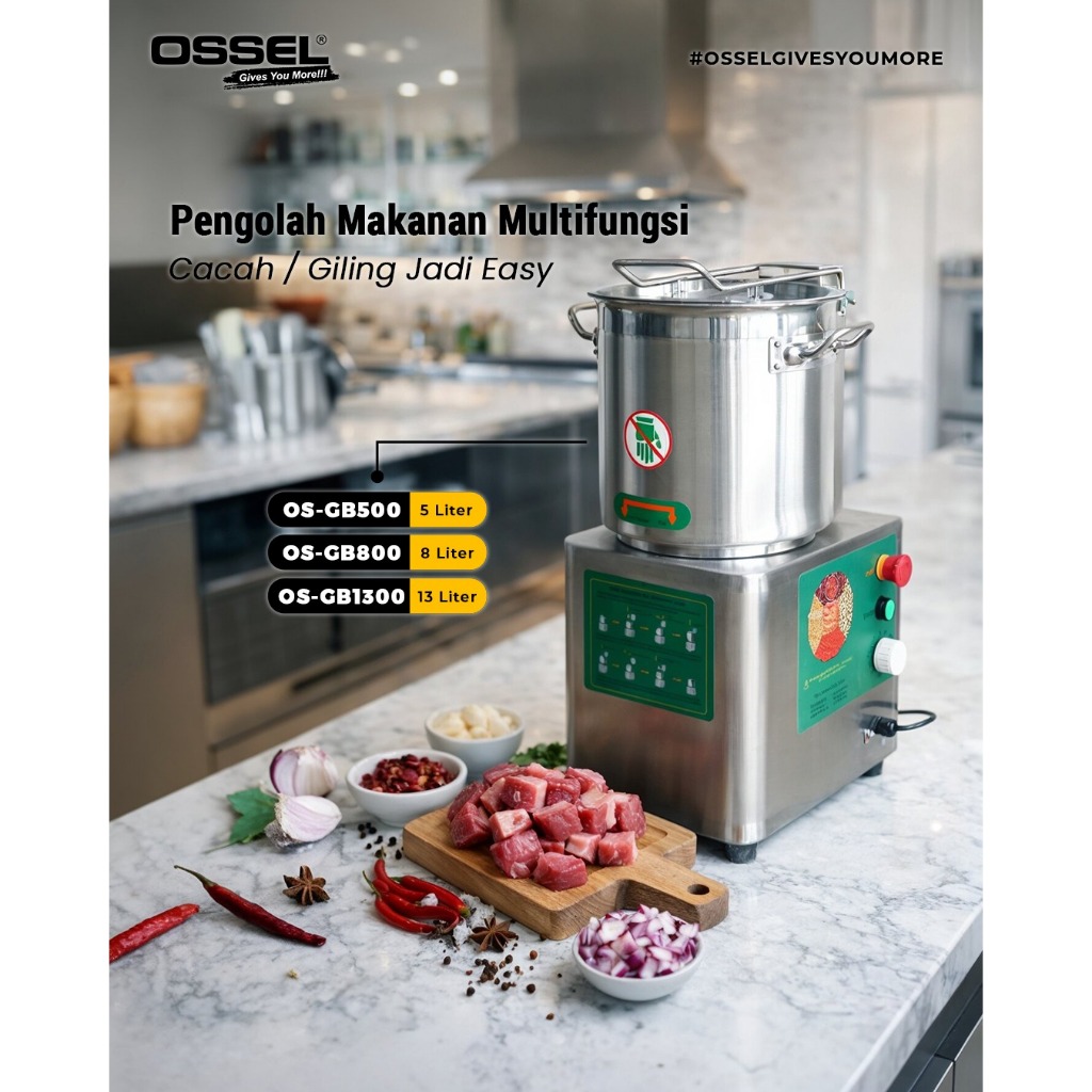 OSSEL MESIN PENGOLAH MAKANAN MULTIFUNGSI  Pencacah Penggiling Basah Kering Sayur Daging Buah OS-GB50