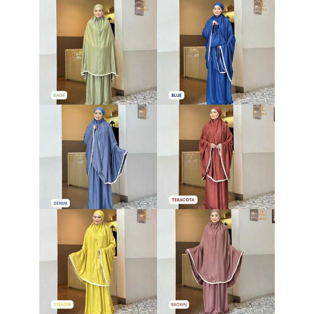 Alia Prayer Set By MDLY - Mukena Wanita Rukuh Terbaru Bahan Rayon Viscose Ultimate Premium Polos Muk