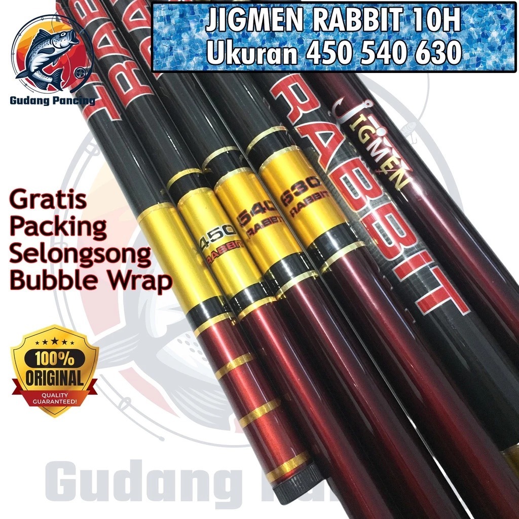 JIGMEN RABBIT Joran Tegek Kaku 10H Carbon Pole Tegeg 450 540 630cm Untuk Pancing
