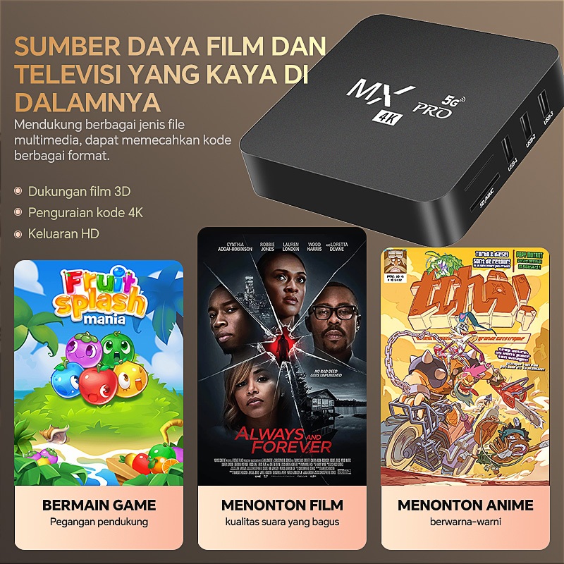 New Deals Miseni Ram 8+128Gb 2.4G/5G Wifi Android Tv Box 100% Original Advanced Indihome Digital