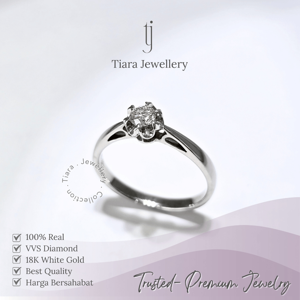Tiara Jewellery - Ruffles VVS Diamond Everyday Women's Ring 18K White Gold Premum [WF149] / Cincin W