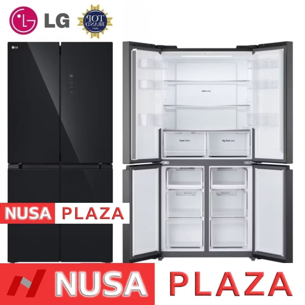 KULKAS LG SIDE BY SIDE 4 PINTU GCFB47FMGAH BLACK GLASS (KHUSUS MEDAN)