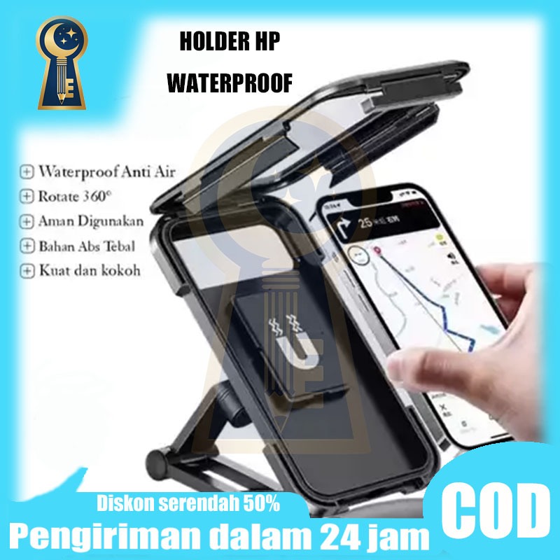 Ready stock – Dudukan HP mobil tahan air – rotasi 360° – kuat & tahan lama – cocok untuk stang seped
