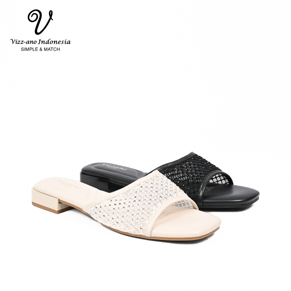 Vizzano Shoes Sandal Flat Wanita Motif Jaring Diamond Design Mia