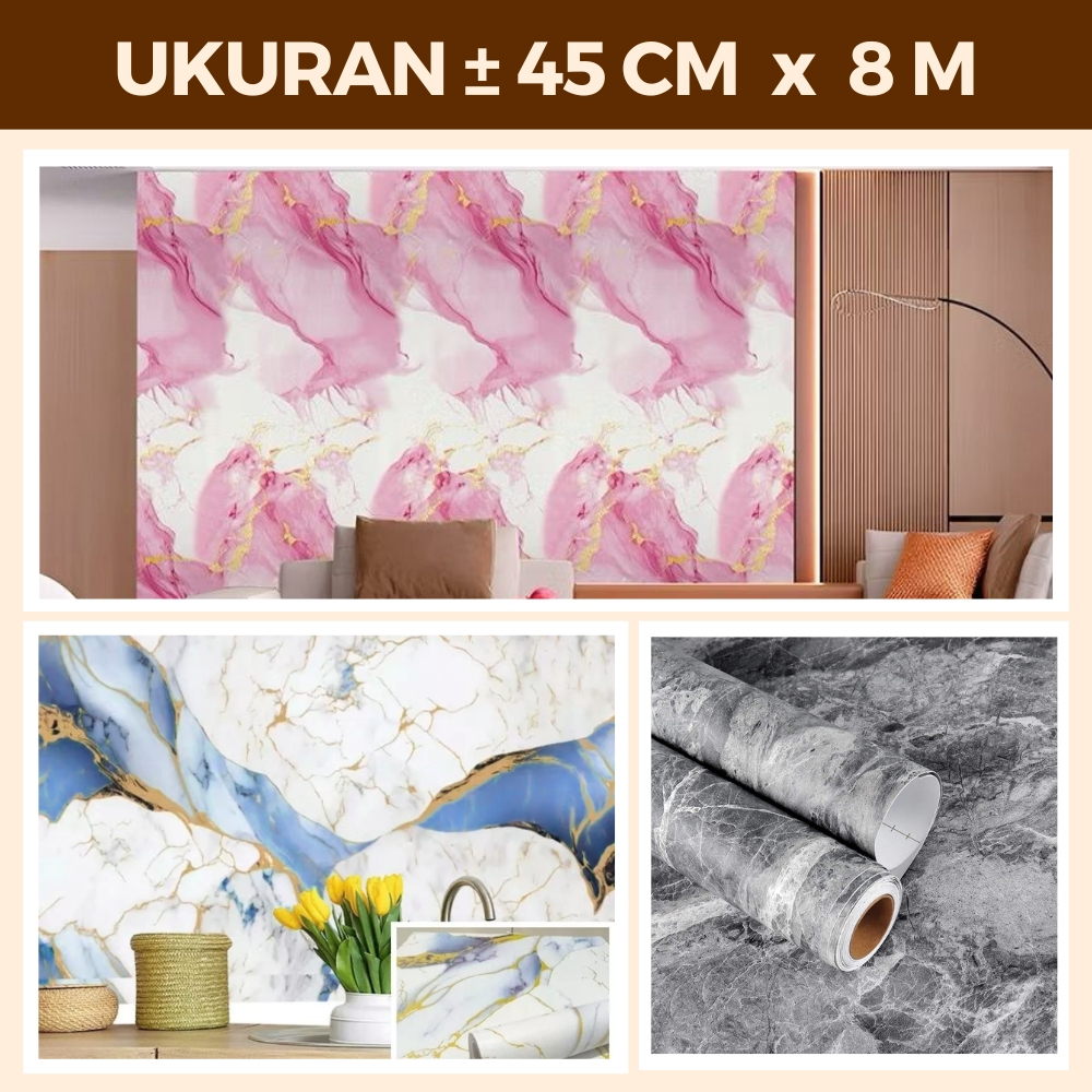Sticker Wallpaper Dinding Interior Dapur Corak Marmer Mural Wolpaper Dindin Premium Waterproof