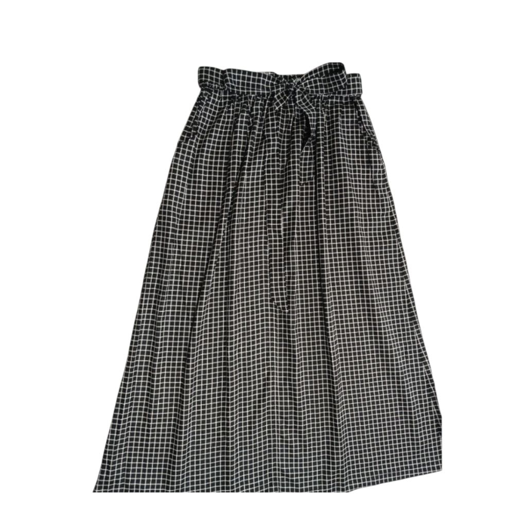 Rok kotak kotak bahan katun jepang pita