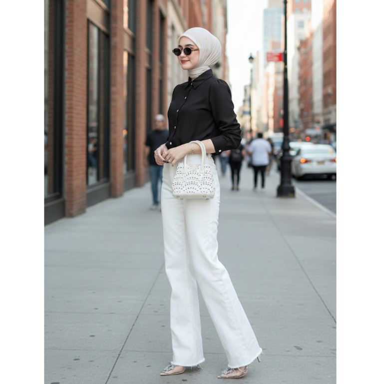 CALISTA CLOTHING | Kemeja Wanita Warna Putih Kasual 7763