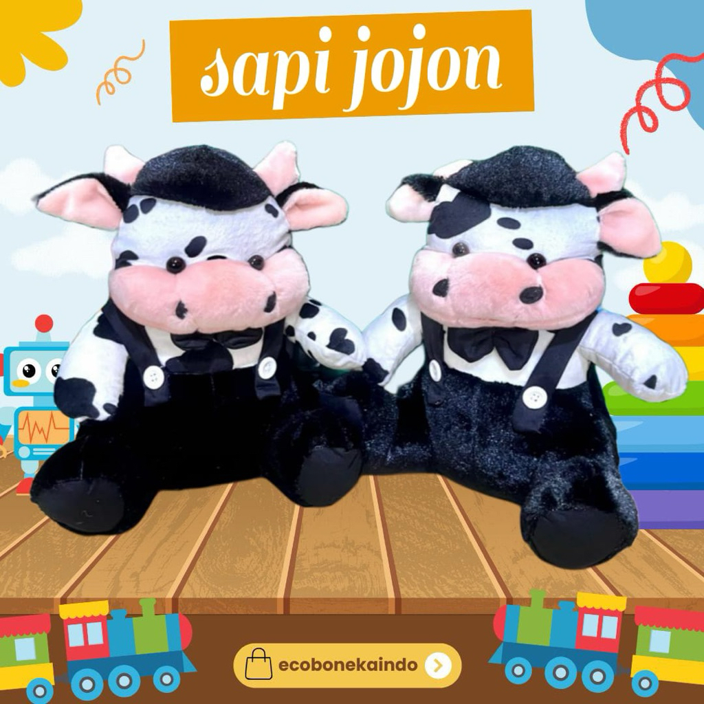 Boneka Sapi duduk Hitam Putih Jojon L produk SNI hadiah ulang tahun Ecobonekaindoh