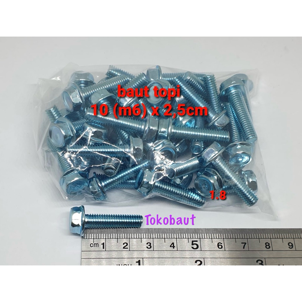 baut topi 10 6x25 Flange Bolt