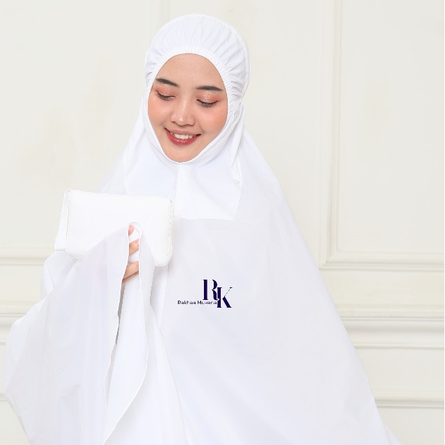 Mukena Khadijah Dewasa Traveling mini Pouch Parasut Premium Jumbo Warna Putih