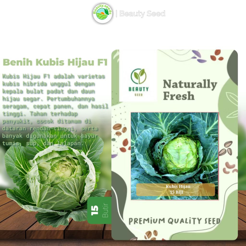 15 Benih Kol Kubis Hijau F1 Sehati Dataran Rendah Cap Panah Merah