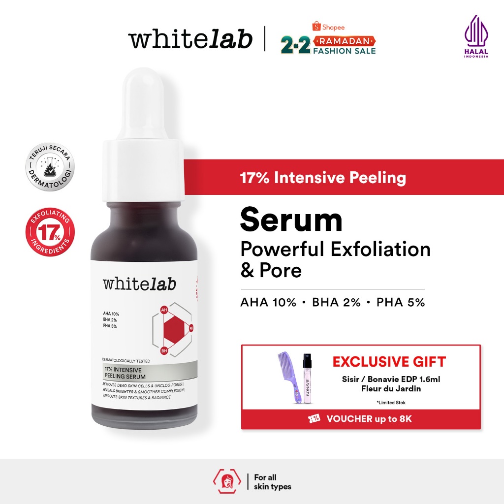 Whitelab 17% Intensive Peeling AHA BHA PHA Serum - Serum Eksfoliasi Pengangkat Sel Kulit Mati Memper