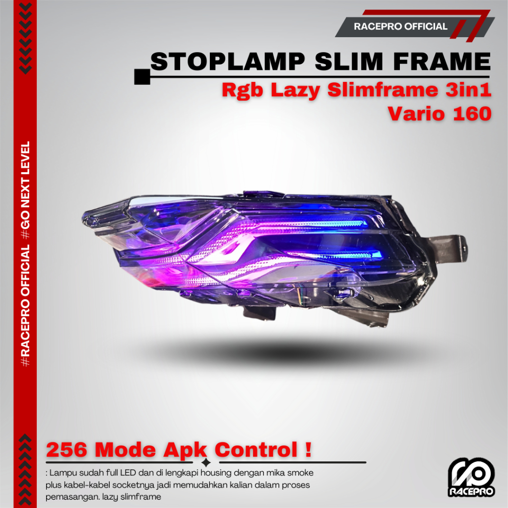 Stoplamp Racepro Lazy Slimframe RGB Vario 160  STOPLAMP VARIO 160 Lampu Belakang Vario 160 LAZY RGB