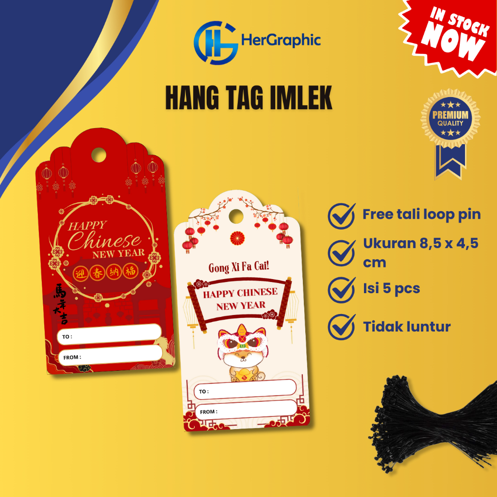 (5pcs) Hang Tag Imlek Chinese New Year 2026 Sincia Shio Kuda Kartu Label Ucapan Murah - Ukuran Besar