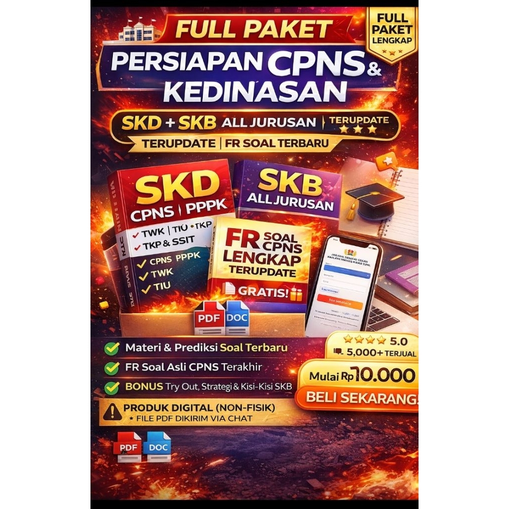 KOMPLIT  PAKET JITU SKD +  SKB + PSIKOTES PERSIAPAN CPNS TIU TWK TKP KEDINASAN BUMN BONUS WAWANCARA 