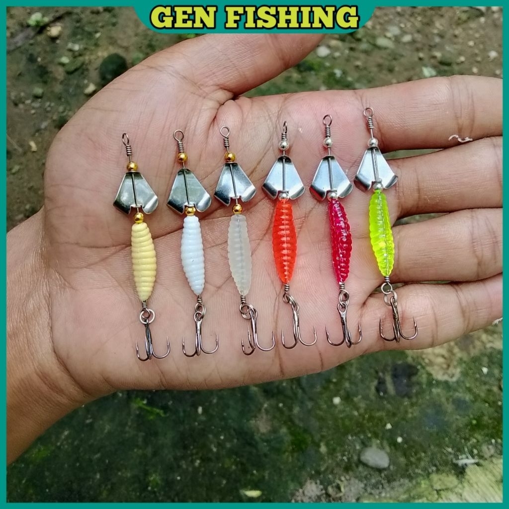 Lure Larva Propeller Umpan Micro Casting Triple Hook Lure Rayap Laron
