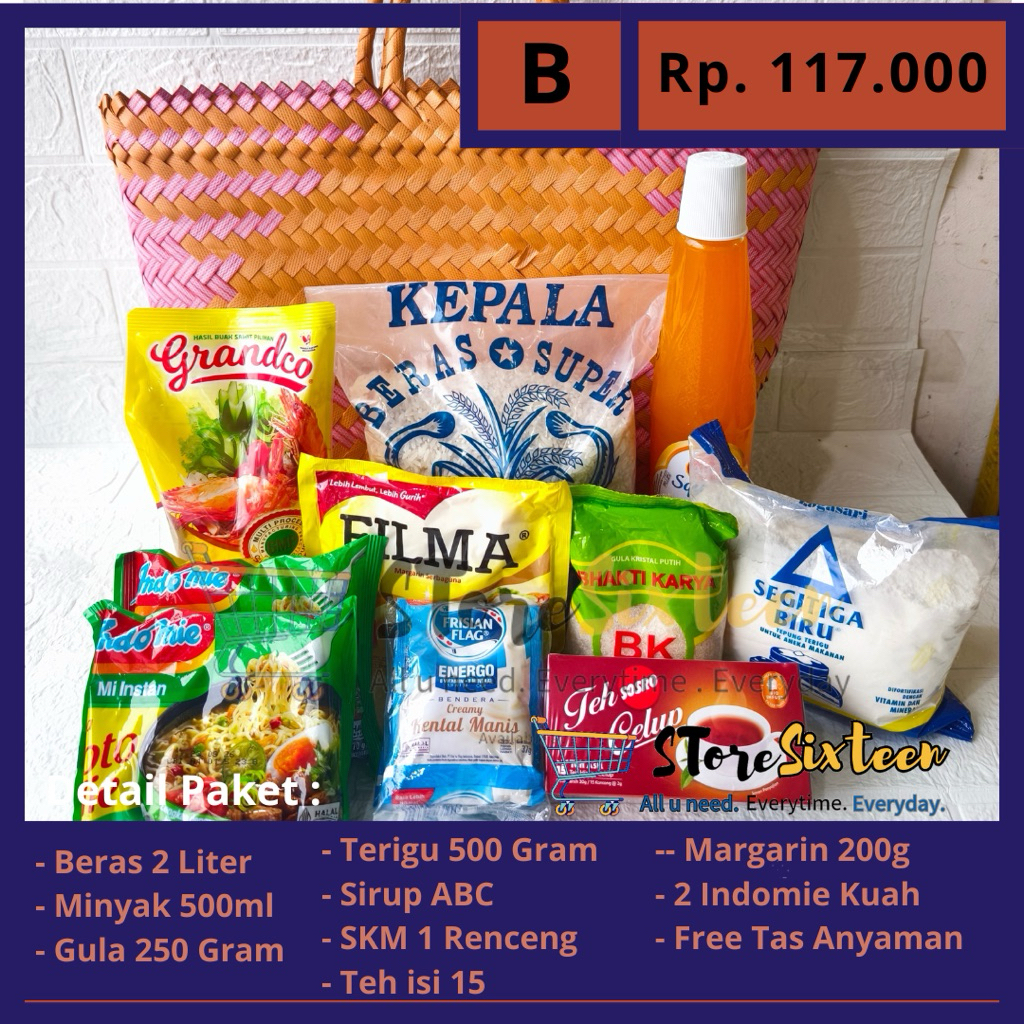 Paket Sembako Special Ramadhan Free Tas Anyaman (B) / Paket Sembako Tas Anyaman