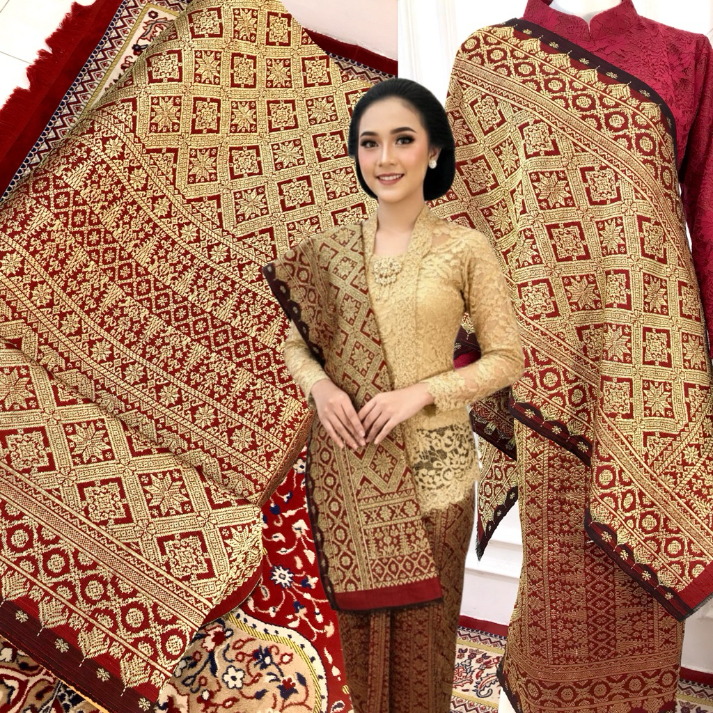 SONGKET LEPUS KEREN MERAH  GOLD TERBARU