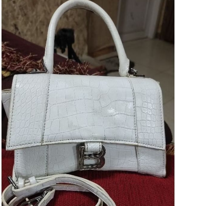 top handle bag putih croco