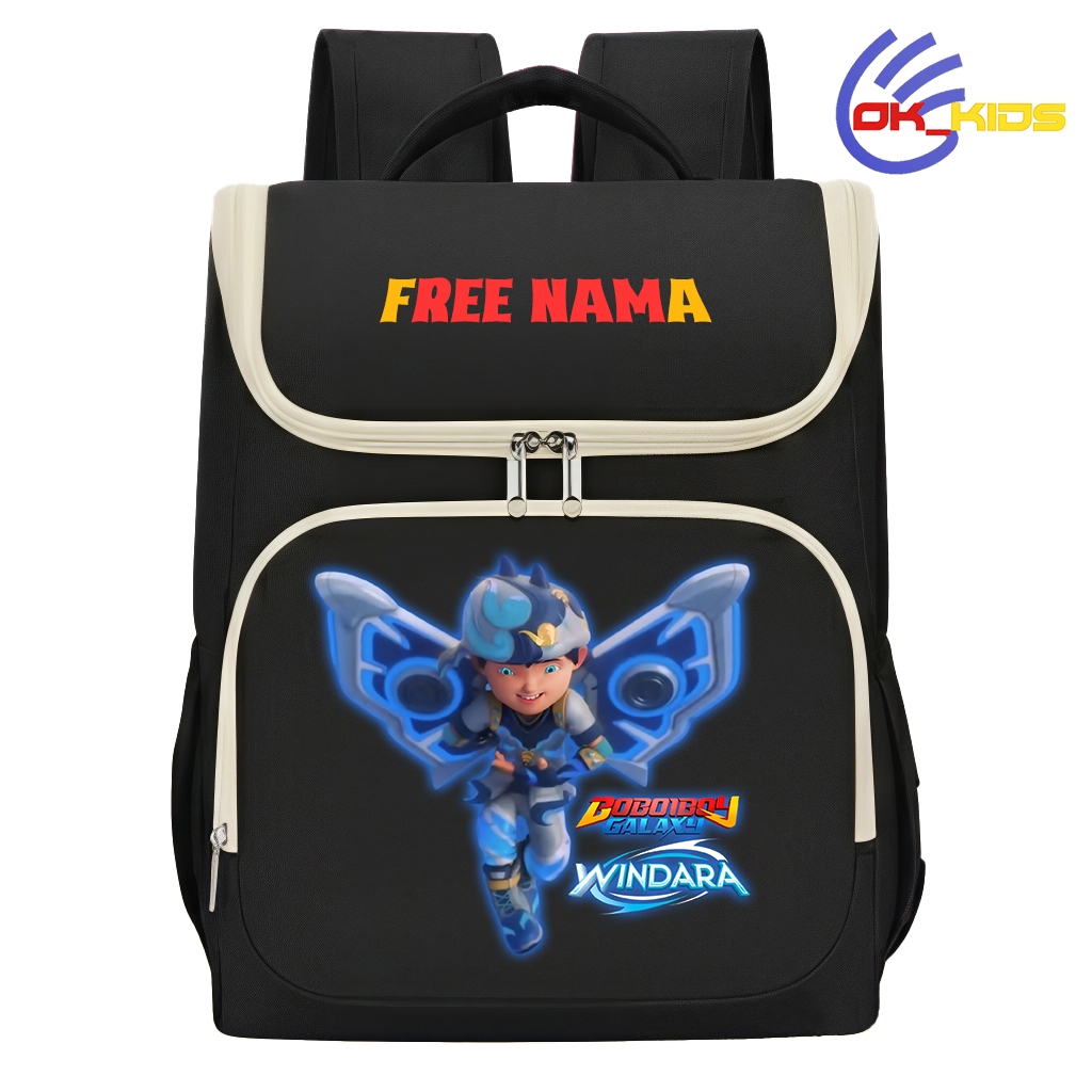 Tas Ransel Anak Boboiboy Beliung - Tas sekolah Anak Boboiboy Galaxy Windara Custom Nama Tahan Air
