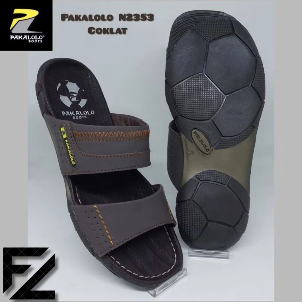 [COD]PAKALOLO Sandal Pria Kulit Original N2353 Cokelat Tua Ukuran 38-43