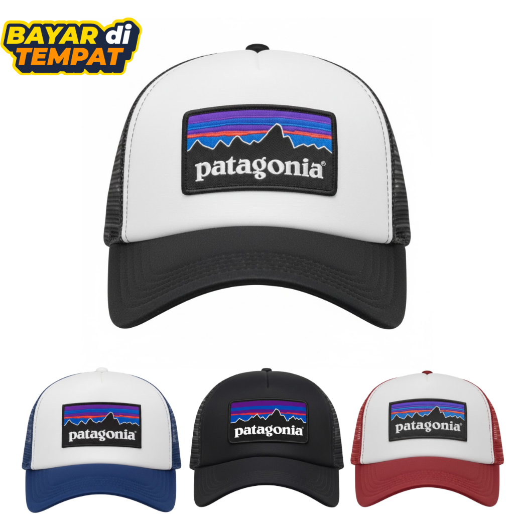 Topi Trucker Gunung Sport Pria Wanita Premium Hitam-Putih