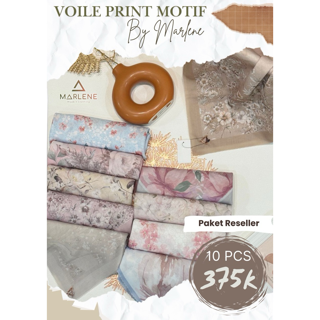 Marlene - Hijab Segiempat Voile Print Motif Premium (PAKET RESELLER Voal Motif Premium)
