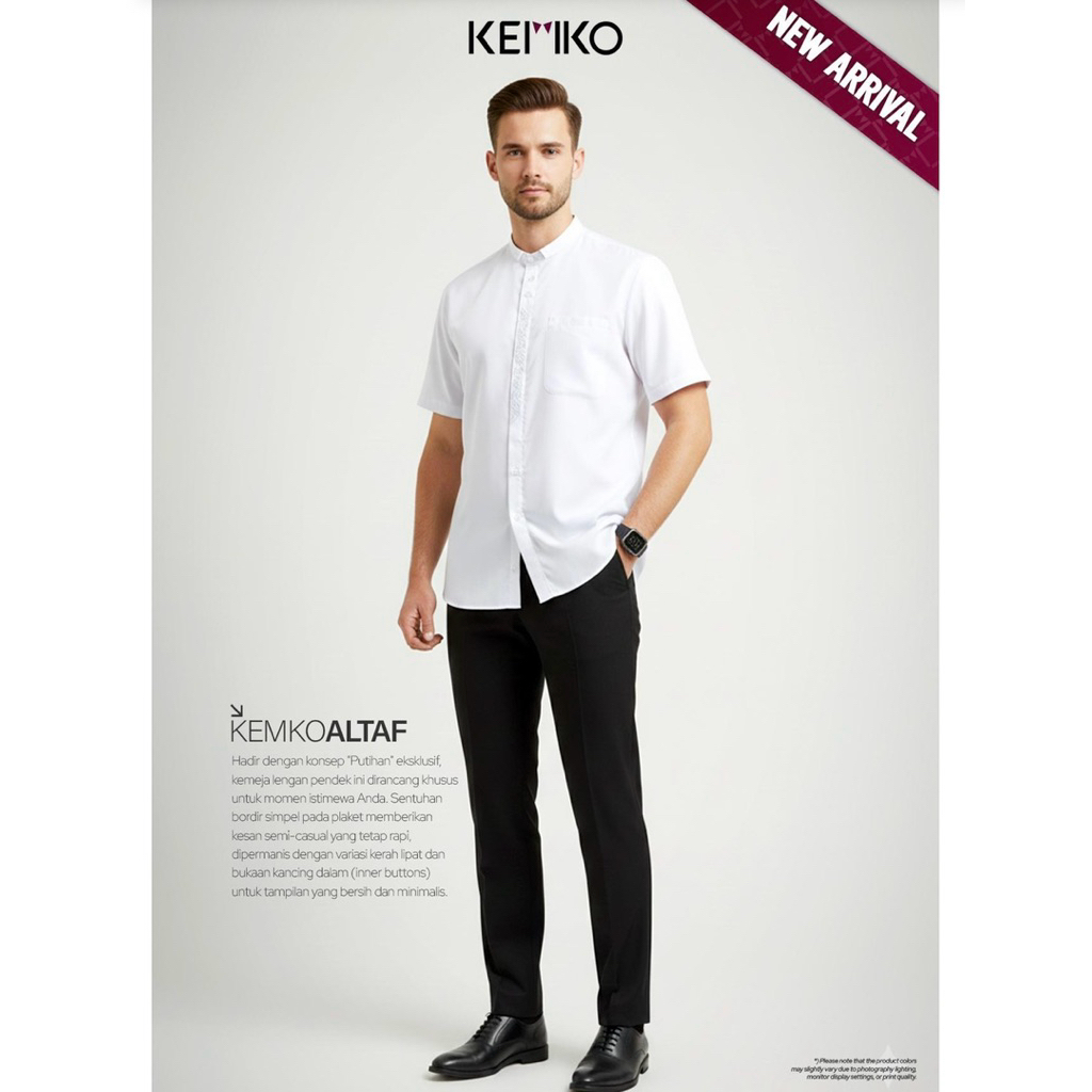 Rabbani - baju koko lengan pendek KEMKO ALTAF PDK PUTIH