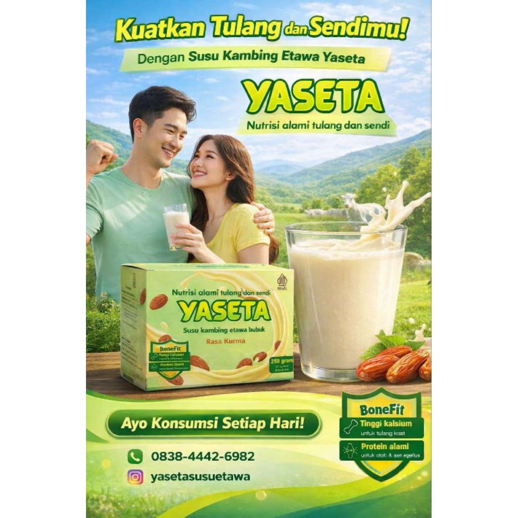 YASETA Susu Kambing Etawa Bubuk Rasa Kurma/Susu untuk tulang dan sendi