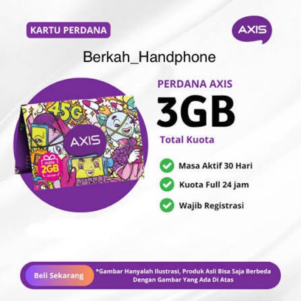 Kartu Perdana Axis 3 GB