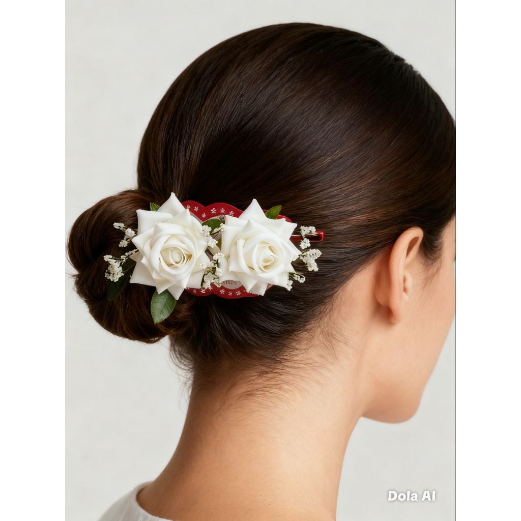Aksesori Hiasan Rambut Jepit Rambut Bunga Mawar / Jepit Rambut Bunga Mawar 10 Cm