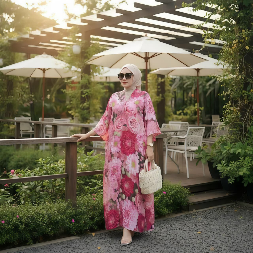 Yuri Daster Rayon Bunga Terbaru Kekinian Lengan 3\4 Adem Busui Semata Kaki