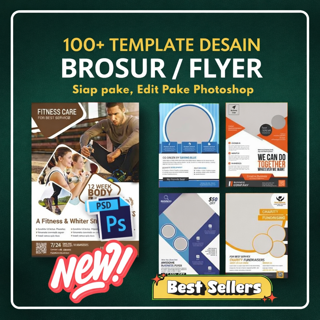 100 Template Desain Brosur Flyer PSD Premium + Bonus