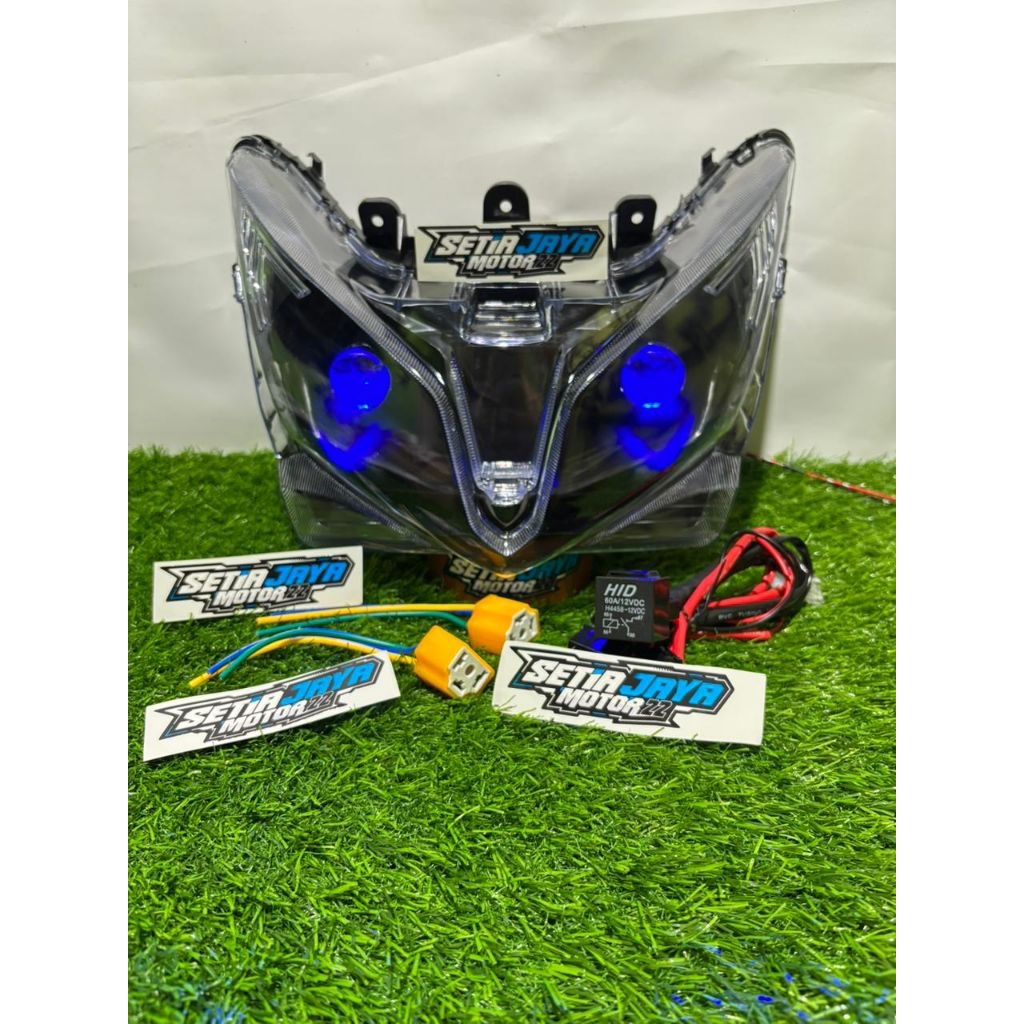 Reflektor Lampu Depan Biled H4+Socket Vario Techno 125 Kzr 2012-2015 Tinggal Pasang