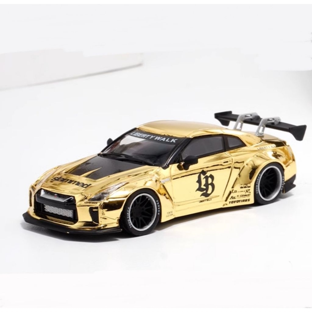 MC my Collect model LB work nissan GTR R35 gold lbwk liberty walk mini sacle cm Chrome