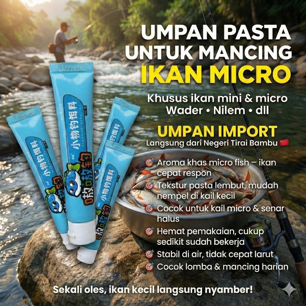 umpan pasta import untuk mancing ikan micro wader nilem dll
