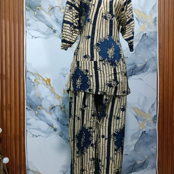 SETELAN WANITA RAYON DAILY OOTD ONE SET MOTIF SALUR LAVENDER BUNGA SETELAN BAJU SANTAI