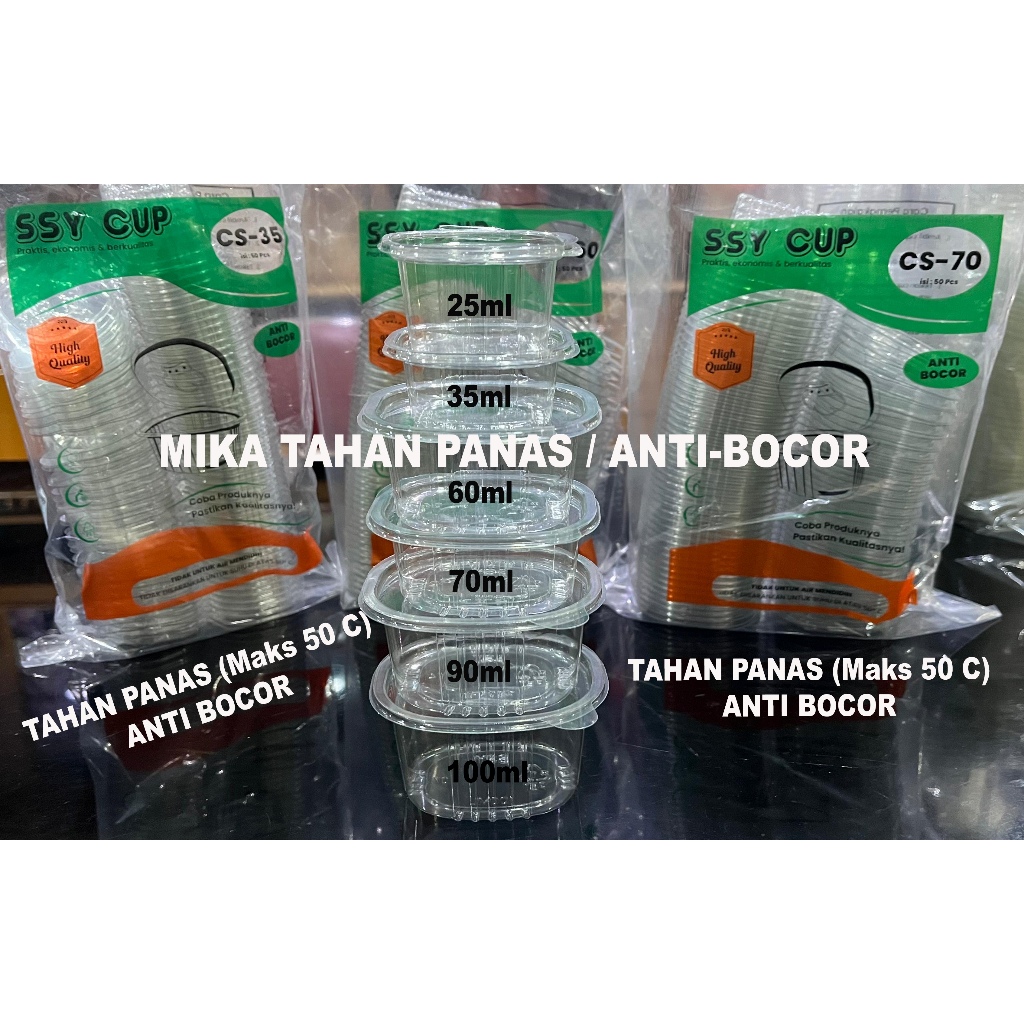 Mika Cup Sambal Saos / Mika Cup Puding / Mika Cup Agar + Tutup Sambung