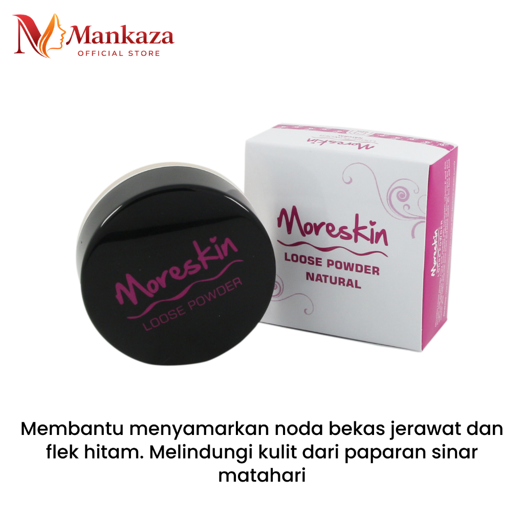 Moreskin Loose Powder Natural / Bright Nasa Original Bedak Tabur Menyamarkan Bekas Jerawat Flek Hita