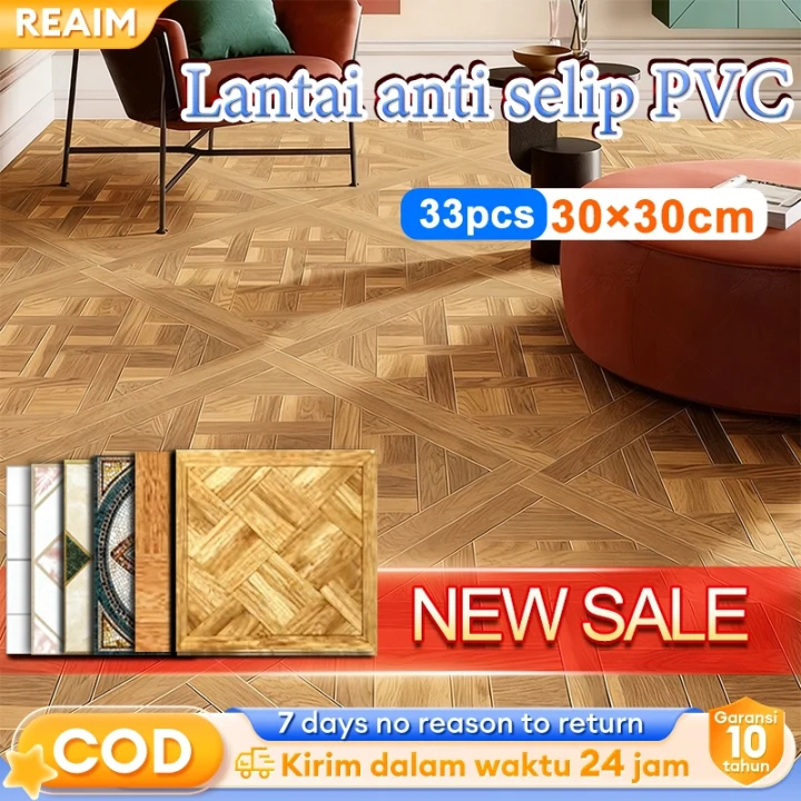 Stiker Lantai Anti Slip Perekat Diri 30x30 cm Tahan Air - Motif Marmer/Kayu Kamar Mandi Dapur 33 Lem