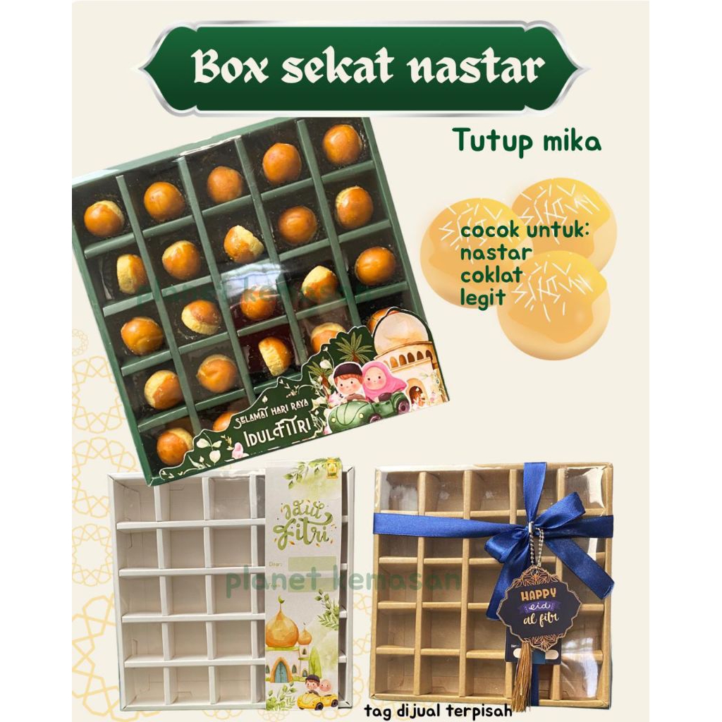 [Isi 5] Box Nastar / Box Coklat / Box Mochi / Box Nastar Pie Sekat Mika / Dus Kotak Sekat Tutup Mika