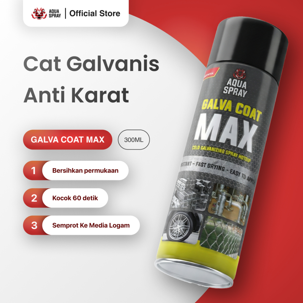 Aqua Spray - Galva Coat Max - Spray Cat Anti Karat Galvanis 300ml Silver Sprayer Cat Besi Pagar Anti