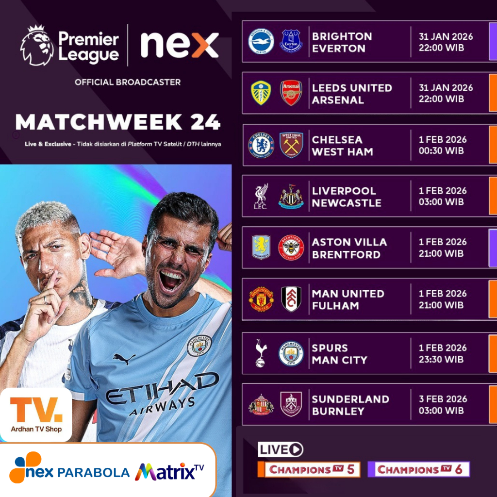 Nex Parabola Dan Matrix Paket LIGA INGGRIS 30 Hari - Paket nonton Liga Inggris - Paket nonton Piala 