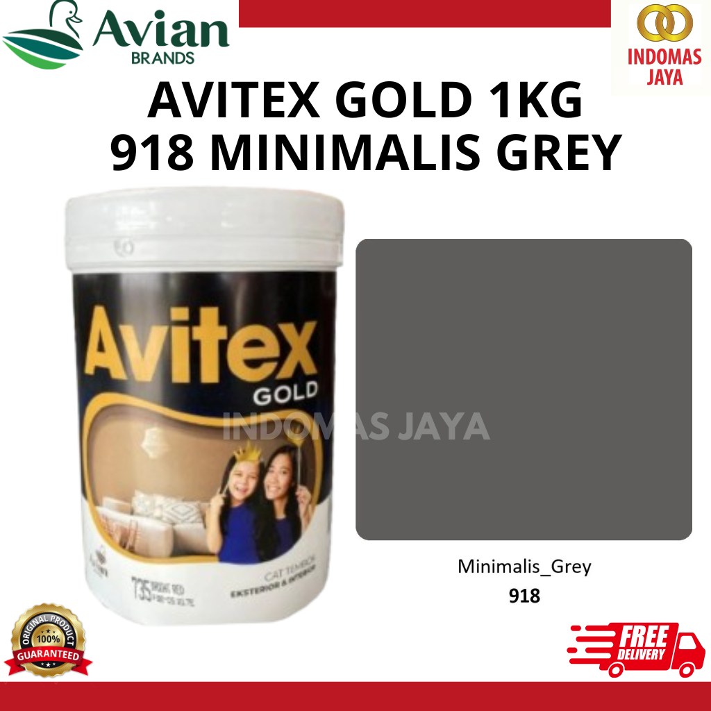 cat tembok Avitex gold 1kg,cat avitex gold 1kg, cat avitex interior dan eksterior 918 MINIMALIS GREY