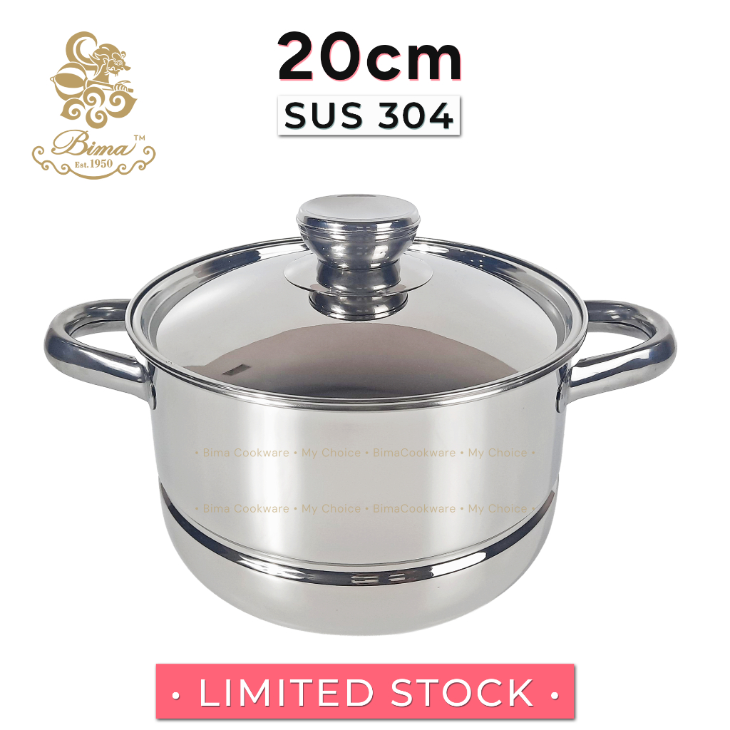 Panci Kukus Stainless SUS 304 20cm Steamer Kukusan Food Grade MPASI - BIMA MorganWare