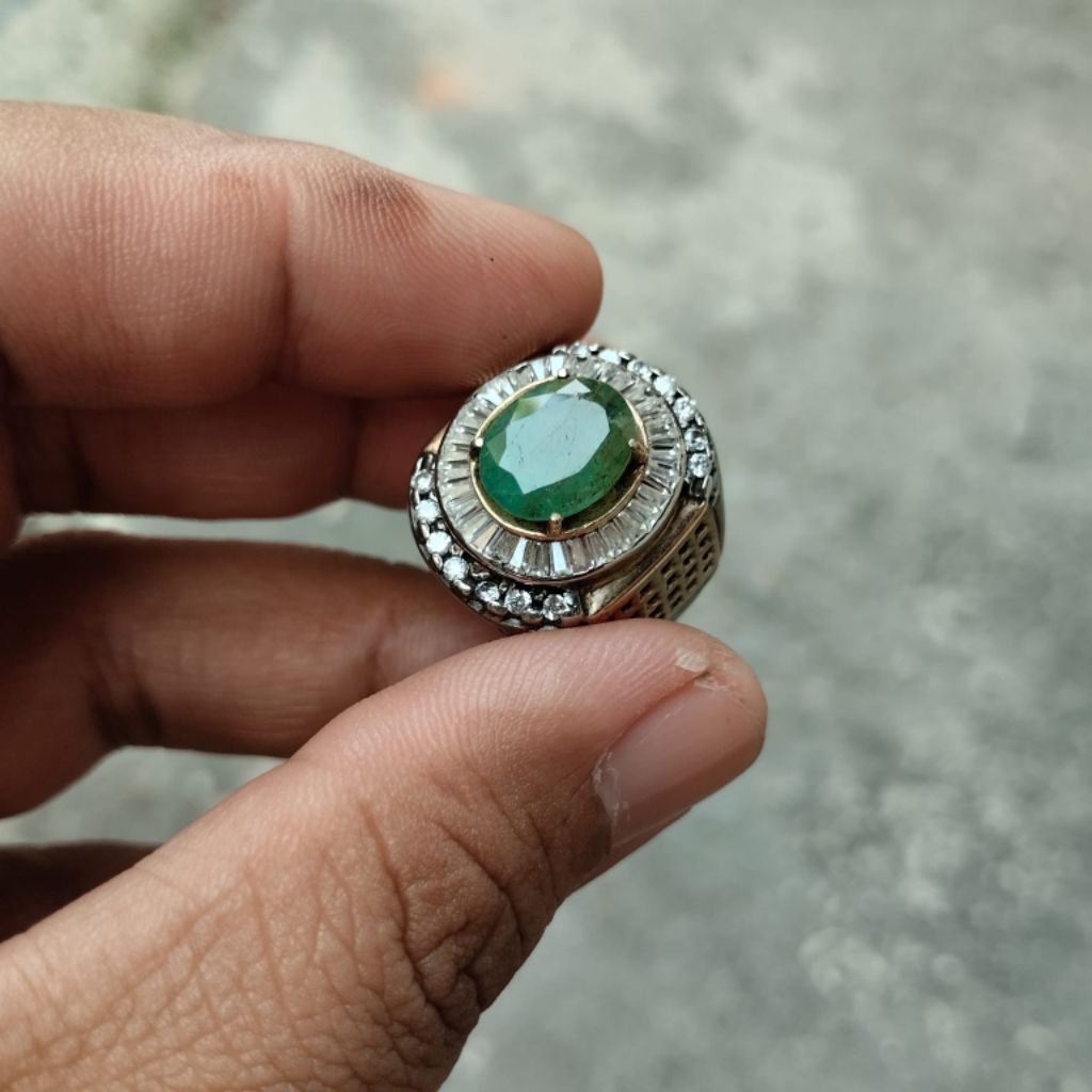 batu zamrud ring perak