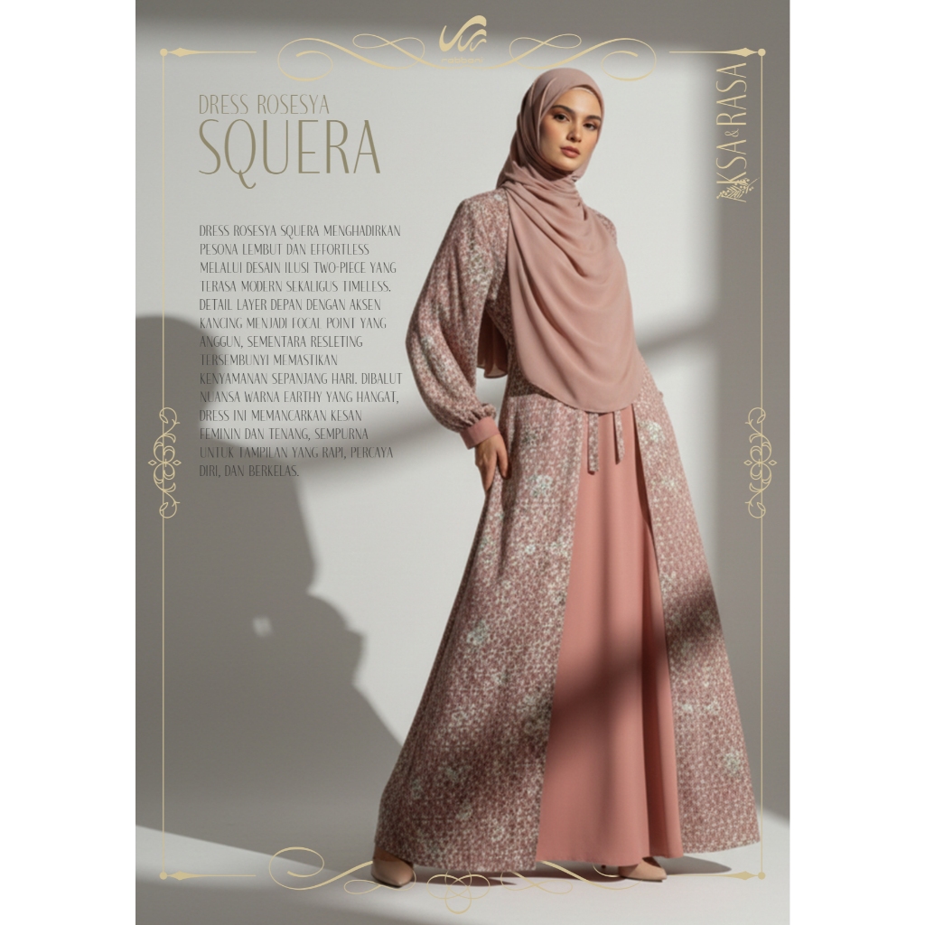GAMIS WANITA MOTIF PREMIUM DRESSLIM ROSESYA SQUERA RABBANI ORI