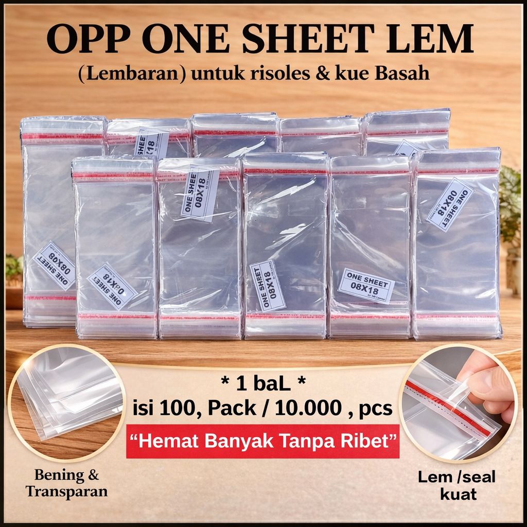 Plastik One Sheet Lem - 100 Pack 10.000 Lembar - Bungkus Risoles & Kue Basah